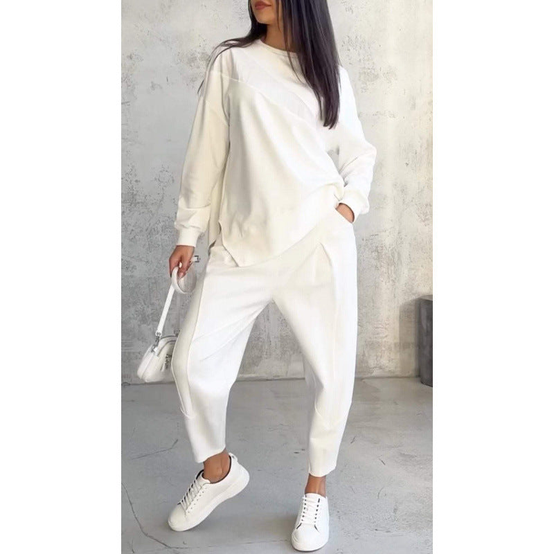 Damen Lässiges Zweiteiliges Lounge-Set mit Oversize-Sweatshirt und taillierter Tapered-Hose Nord Taschen