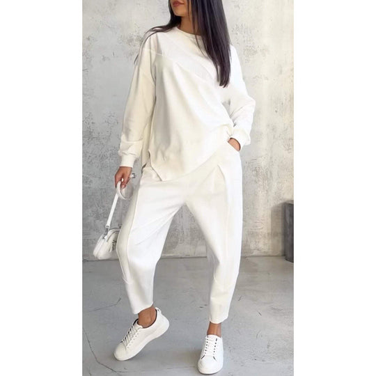 Damen Lässiges Zweiteiliges Lounge-Set mit Oversize-Sweatshirt und taillierter Tapered-Hose Nord Taschen