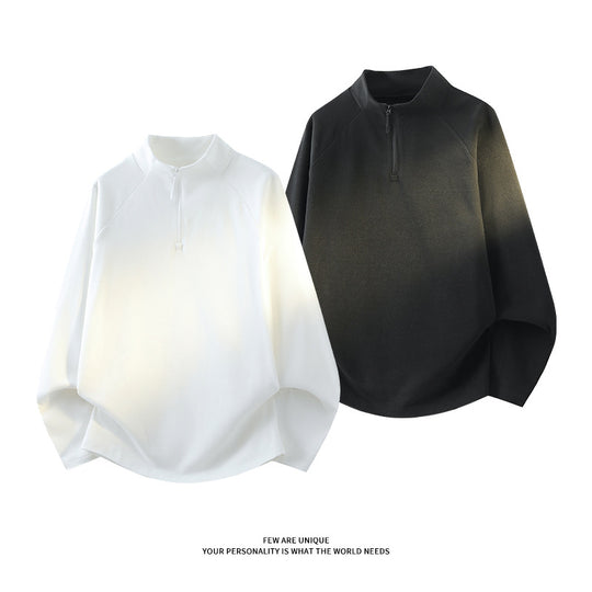 Unisex Oversize-Mockneck-Halbzip-Sweatshirt aus Mikrofleece mit abgerundetem Saum Nord Taschen