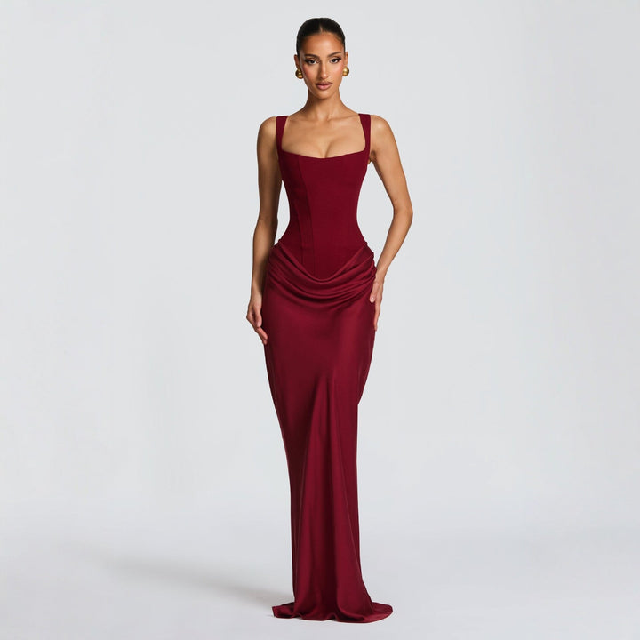 Damen Elegantes Maxikleid mit raffiniertem Drapierungseffekt