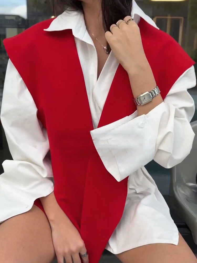 Damen Ärmellose Longline-Weste mit schulterbetonter Silhouette Nord Taschen