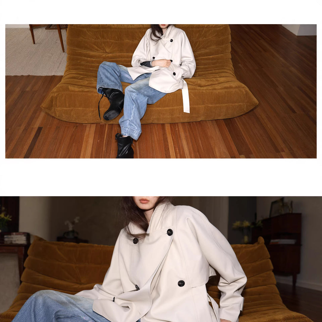 Damen Modischer Trenchcoat mit Taillengürtel und großen Taschen Nord Taschen