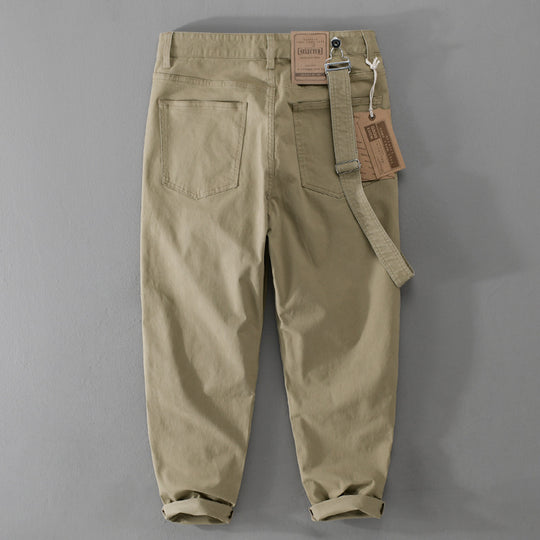 Herren Tapered-Chinohose mit abnehmbarem Gurt, hohem Bund und gekrempeltem Saum Nord Taschen
