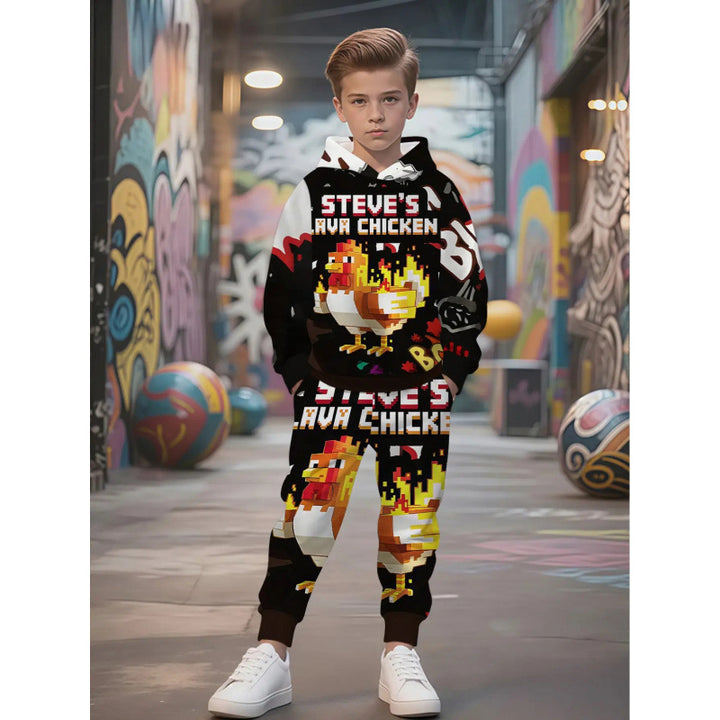 Unisex Kinder Jogginganzug mit Kapuzenpullover und detailreichem Auto-Print Nord Taschen