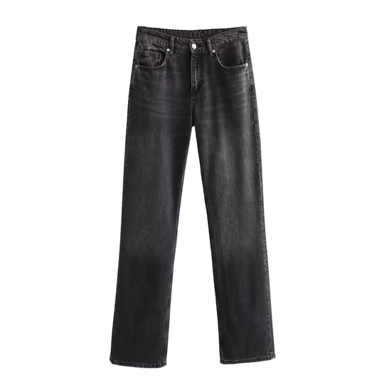 Damen Highwaist-Jeans mit geradem Bein, Five‑Pocket‑Schnitt und Vintage‑Waschung Nord Taschen