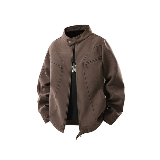 Herren Lässige Utility‑Jacke mit Stehkragen, Reißverschluss und Brusttaschen Nord Taschen