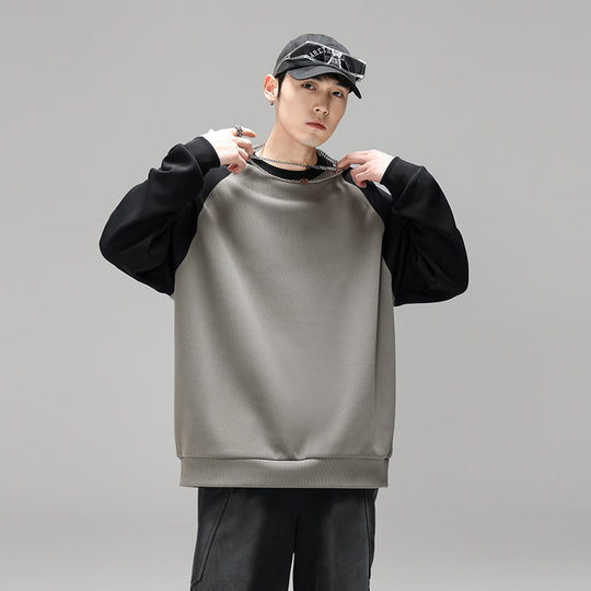 Herren Raglan‑Sweatshirt mit kontrastärmel, weichem Fleece‑Innenfutter und geripptem Saum Nord Taschen