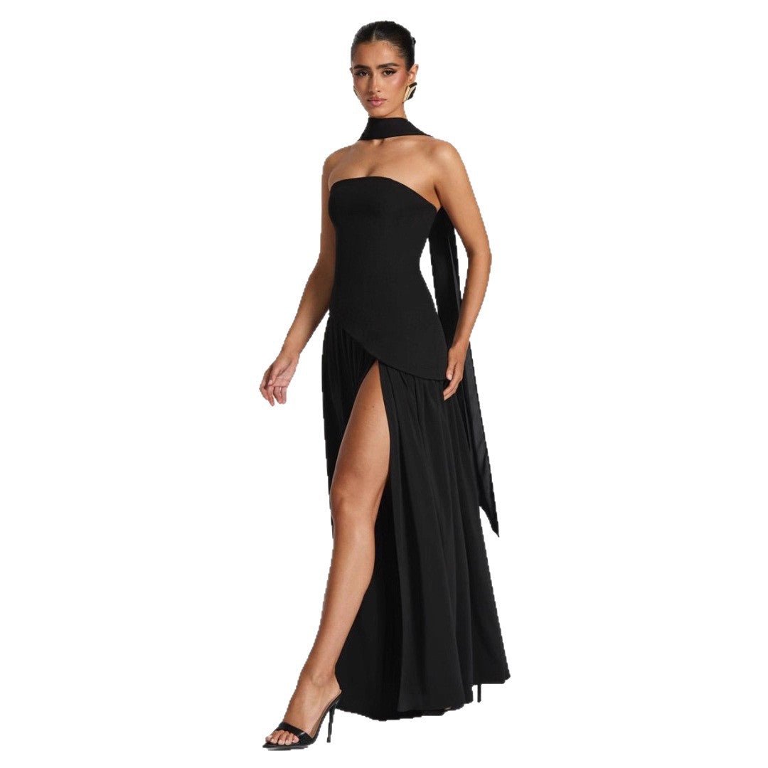 Damen Hochwertiges Abendkleid mit asymmetrischem Schnitt und elegantem Schlitz
