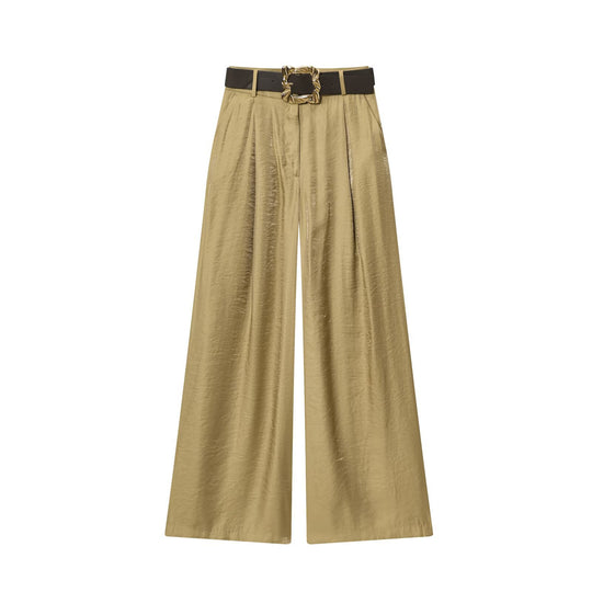 Damen High‑Waist Palazzo‑Hose mit Leoparden‑Print, weitem Bein und Ziergürtel Nord Taschen