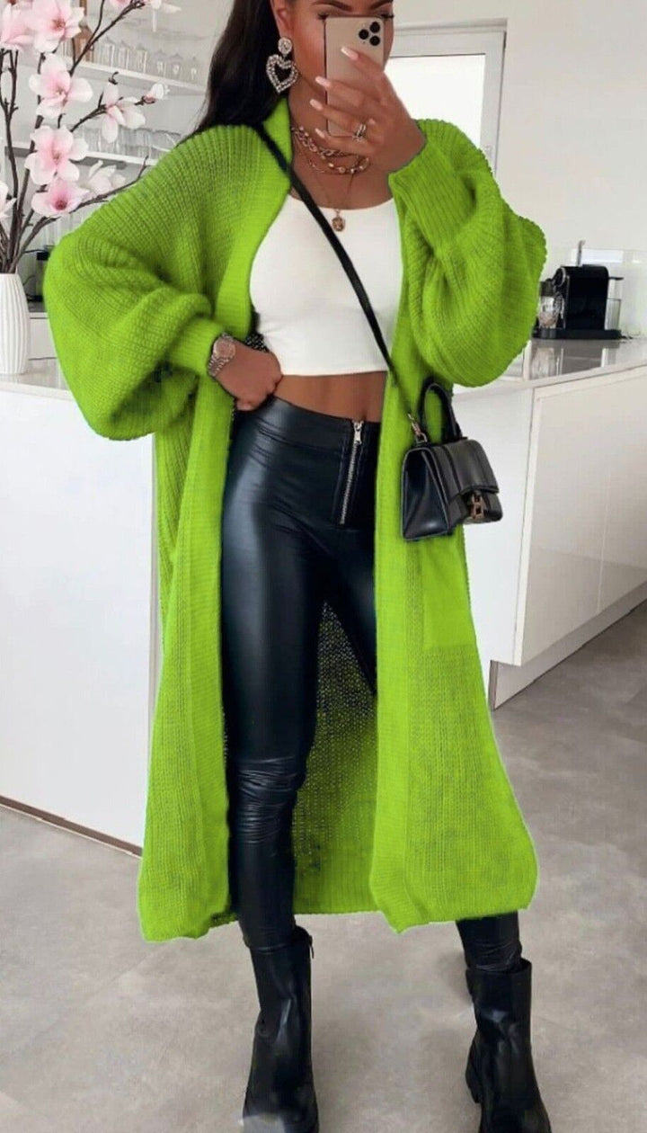 Damen Langer Strickmantel mit großzügigen Taschen