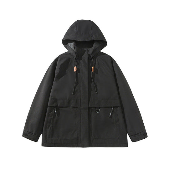 Damen technische Outdoor-Jacke mit verstellbarer Kapuze und großen Taschen