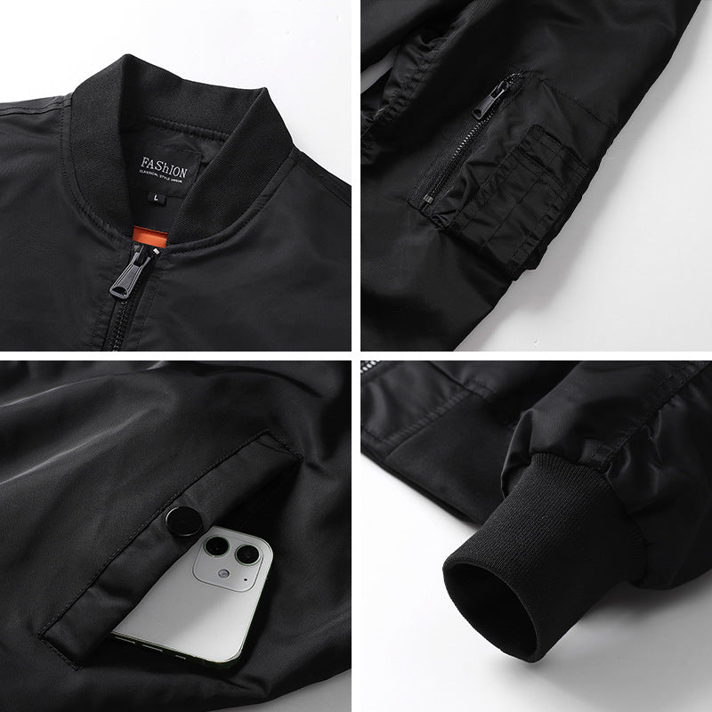 Herren leichte Nylon-Bomberjacke im Aviator-Utility-Stil mit Ärmeltasche Nord Taschen