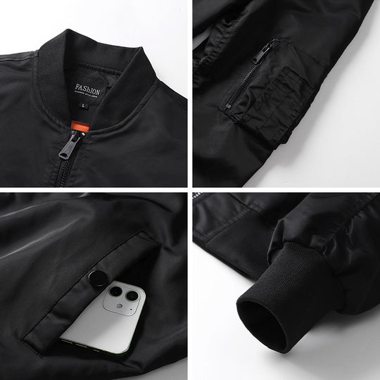 Herren leichte Nylon-Bomberjacke im Aviator-Utility-Stil mit Ärmeltasche Nord Taschen
