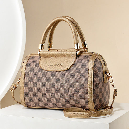 Damen Handtasche mit luxuriösem Karomuster und abnehmbarem Schulterriemen Nord Taschen