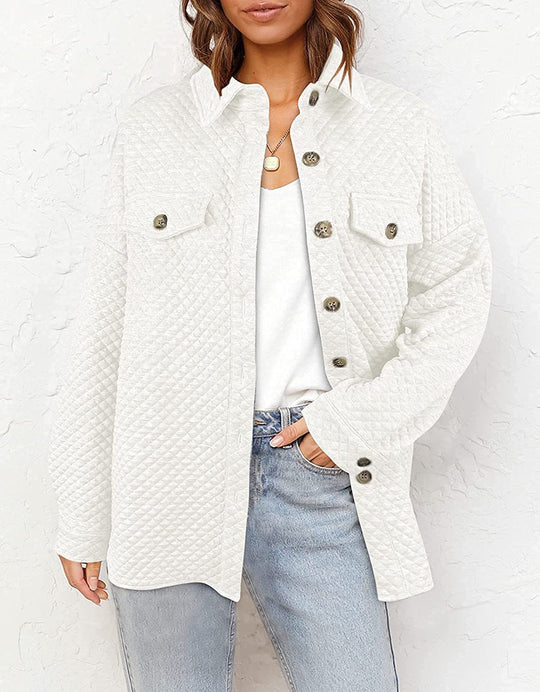 Damen Stepp-Hemdjacke mit kastiger Oversize-Passform und aufgesetzten Brusttaschen Nord Taschen