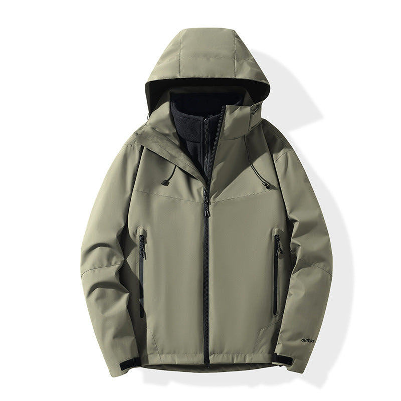 Herren Softshell-Hybridjacke mit Kapuze, getapten Reißverschlüssen und verstellbarem Saum Nord Taschen