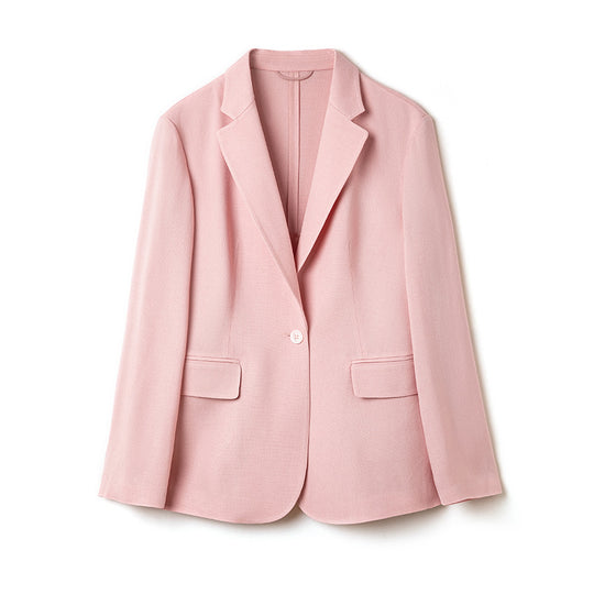 Damen Leichter strukturierter Ein-Knopf-Blazer mit figurformenden Abnähern und Pattentaschen Nord Taschen