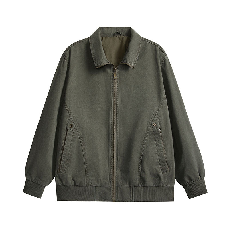 Herren leichte Baumwoll-Twill Übergangsjacke mit Reißverschluss und Ballonärmeln Nord Taschen