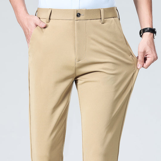 Herren Elegante gerade geschnittene Stretch-Businesshose mit Bügelfalte Nord Taschen