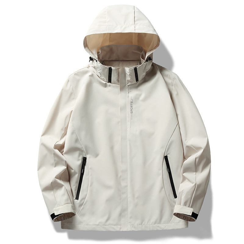 Herren technische Softshell Regenjacke mit Kapuze, wind- und wasserabweisender Membran und verdeckten Reißverschlüssen Nord Taschen