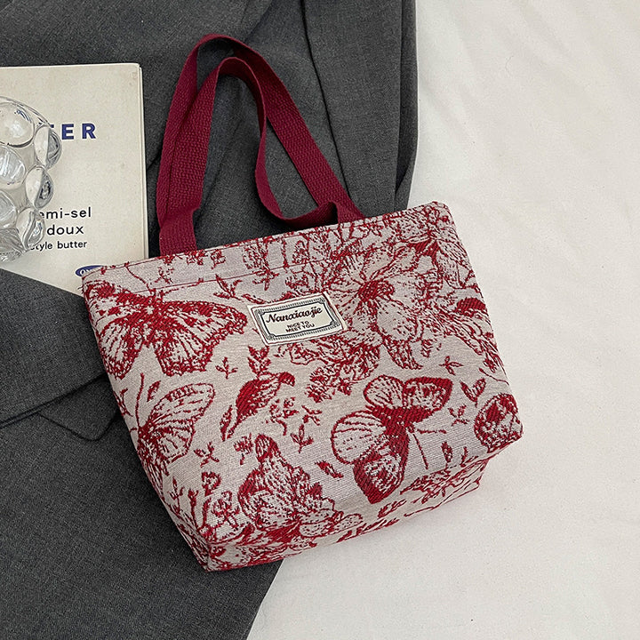 Damen Jute-Handtasche mit floralem Design Nord Taschen