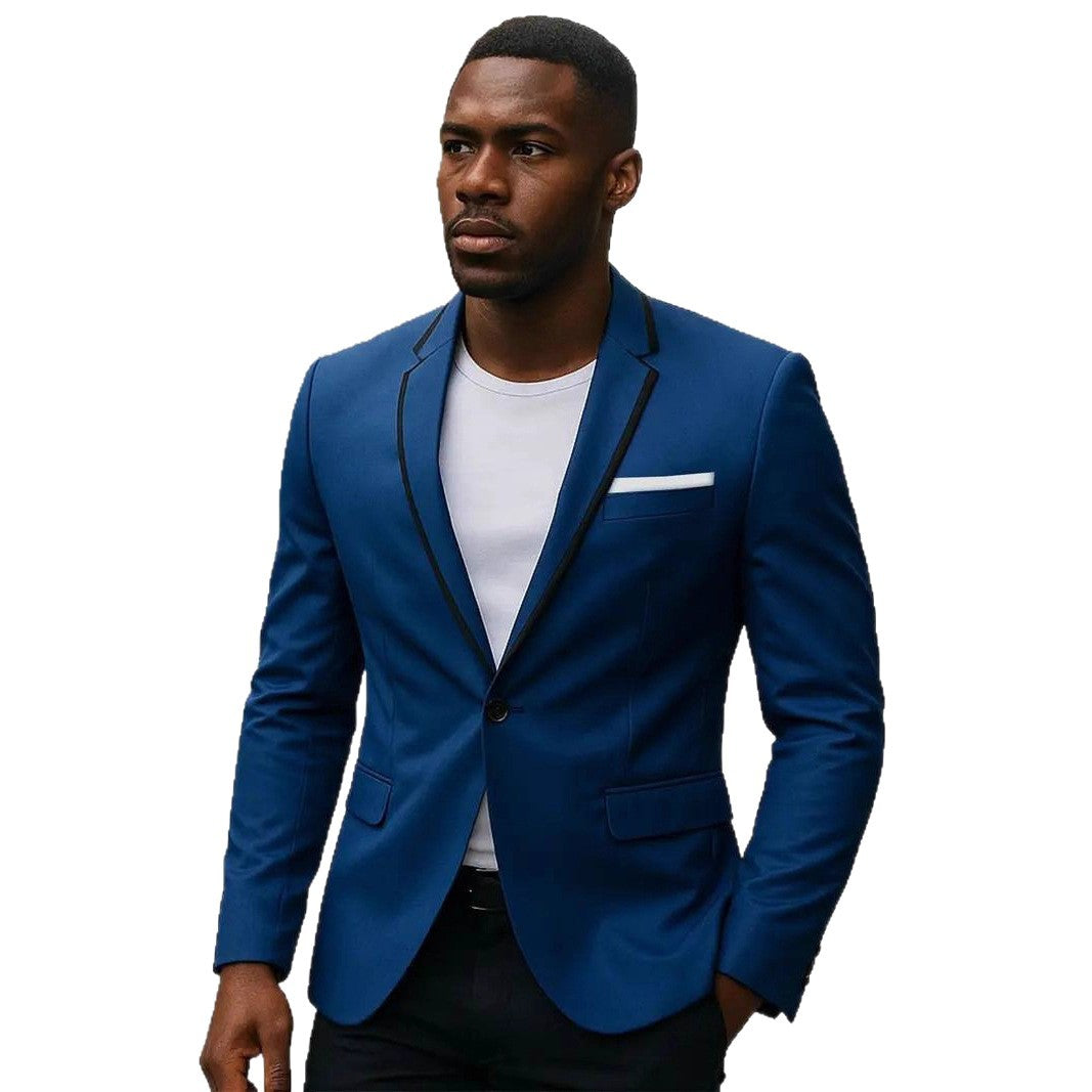 Herren einreihiges Slim-Fit Sakko mit kontrastierendem Reversbesatz und Pattentaschen Nord Taschen