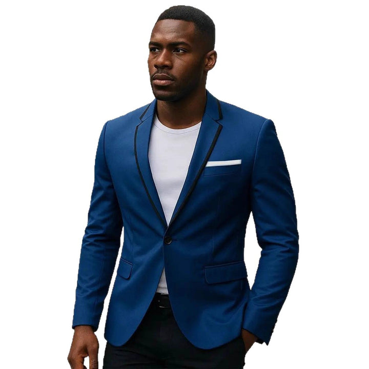 Herren einreihiges Slim-Fit Sakko mit kontrastierendem Reversbesatz und Pattentaschen Nord Taschen