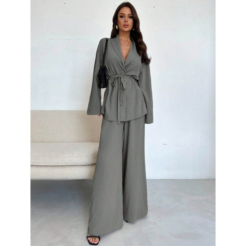Damen Eleganter Wickel-Jumpsuit mit weitem Palazzo-Bein Nord Taschen