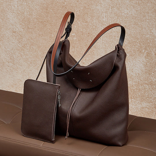 Damen Hobo-Tasche aus weichem, strukturiertem Leder mit abnehmbarem Kosmetiktäschchen Nord Taschen