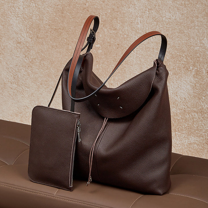 Damen Hobo-Tasche aus weichem, strukturiertem Leder mit abnehmbarem Kosmetiktäschchen Nord Taschen