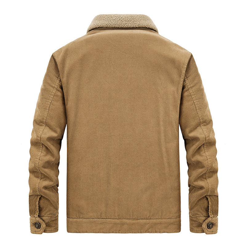 Herren Baumwoll-Cordjacke im Worker-Blouson mit wärmender Sherpa-Innenausstattung Nord Taschen