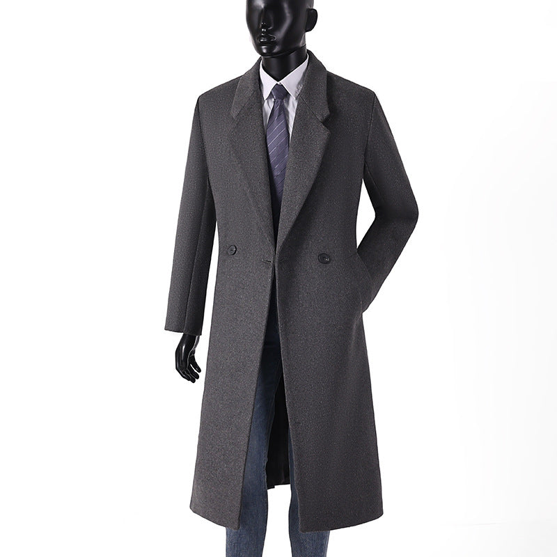 Herren Moderner Longcoat aus Wollmix mit schmalem Revers, leichter Taillierung und seitlichen Eingrifftaschen Nord Taschen