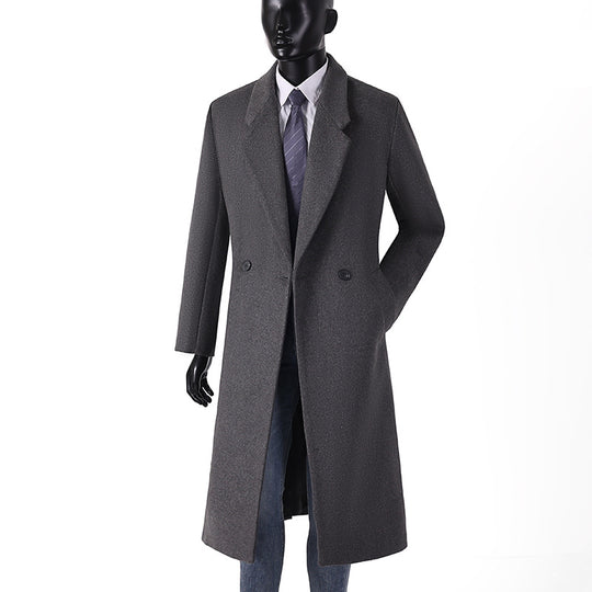 Herren Moderner Longcoat aus Wollmix mit schmalem Revers, leichter Taillierung und seitlichen Eingrifftaschen Nord Taschen