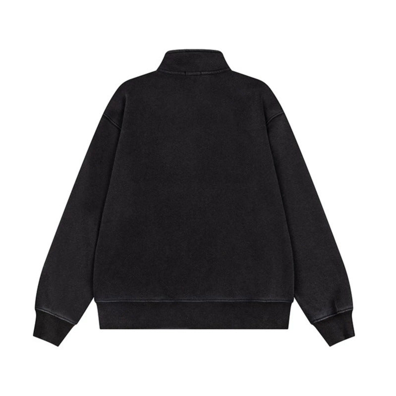 Herren Militärisch inspirierte Sweatjacke mit Stehkragen und Zierknopfleisten Nord Taschen