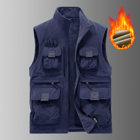 Herren Multifunktionale Utility‑Weste mit Fleecefutter & Mehrfach‑Taschen Nord Taschen