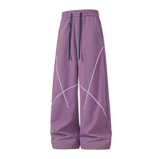 Herren Weite Funktions-Nylonhose mit Kordelbund, reflektierenden Nahtdetails & lässiger Baggy‑Silhouette Nord Taschen