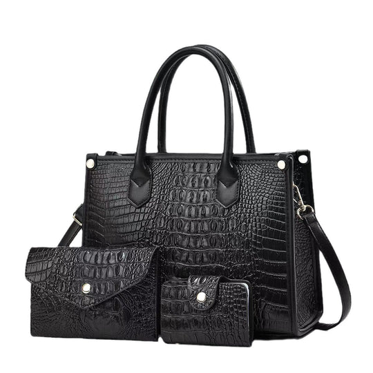 Damen elegante Handtasche im exquisiten Krokodil-Look mit passendem Zubehör Nord Taschen
