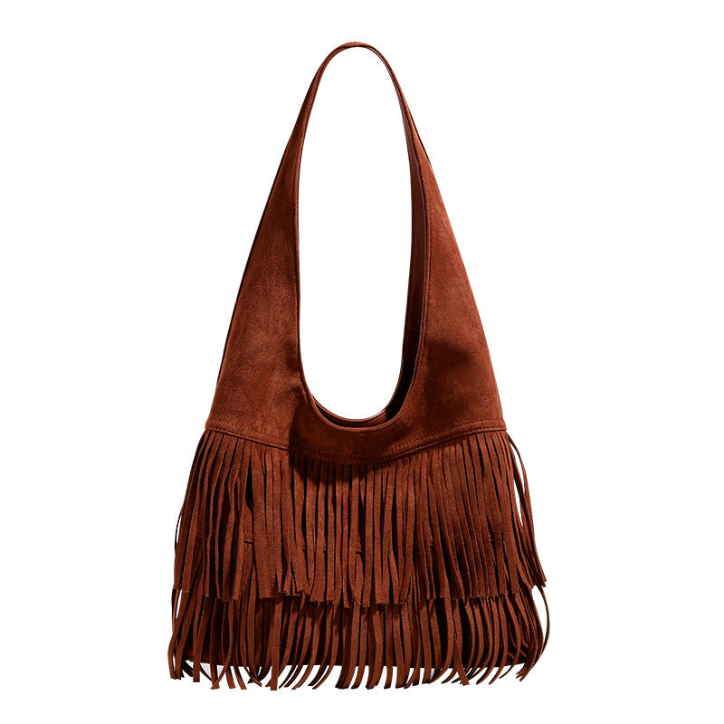 Damen Hobo-Handtasche mit fransigem Design und weichem Obermaterial Nord Taschen