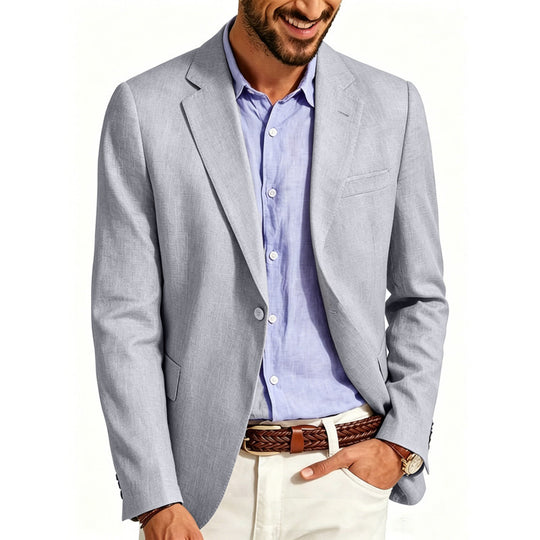 Herren Sommerliches Leinen-Blazer-Sakko mit atmungsaktivem Gewebe und taillierter Passform Nord Taschen