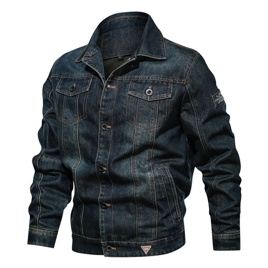 Herren Jeansjacke im Vintage-Stretch-Denim mit Kontrastnähten und Brusttaschen Nord Taschen
