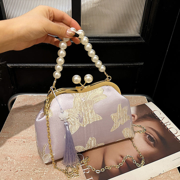 Damen elegante Clutch mit Perlenschmuck Nord Taschen