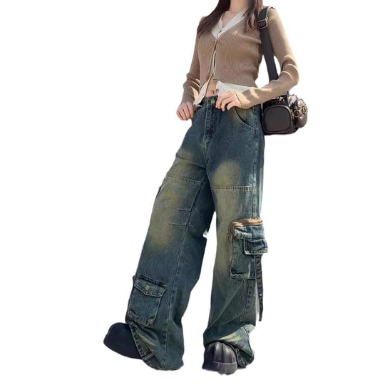 Damen Cargo-Jeans im lässigen Oversized-Stil mit praktischen Taschen und modischen Akzenten Nord Taschen