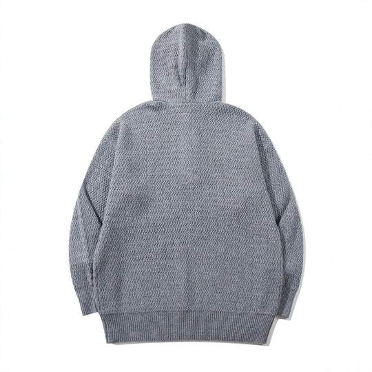 Unisex Strukturierter Kapuzen‑Strickpullover mit Henley‑Knopfleiste Nord Taschen