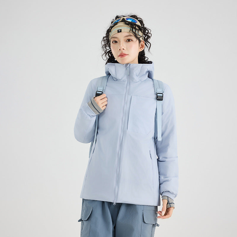 Damen Isolierte Outdoor-Steppjacke mit Kapuze, Brustpasse und elastischen Bündchen Nord Taschen