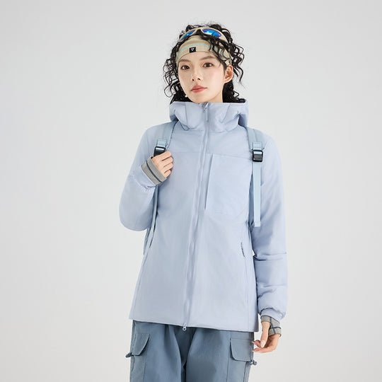 Damen Isolierte Outdoor-Steppjacke mit Kapuze, Brustpasse und elastischen Bündchen Nord Taschen