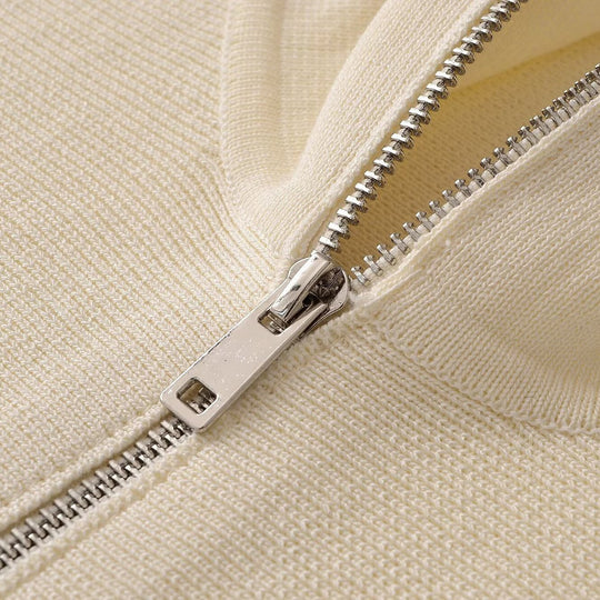 Damen Strukturstrick A-Linien Cardigan mit Reißverschluss und Stehkragen Nord Taschen