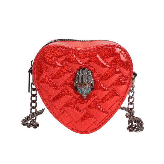 Damen Herzform-Bag mit Glanzoberfläche und exquisitem Anhänger Nord Taschen