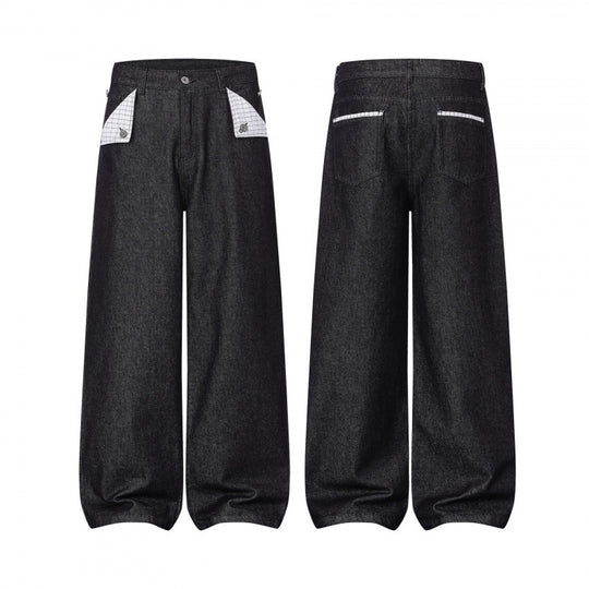 Damen Weite Balloon-Jeanshose mit hoher Taille, kontrastierten Pattentaschen und ballonförmigem Saum Nord Taschen