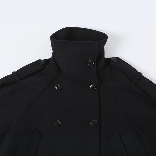 Damen Kurze Doppelreihige Cabanjacke mit hohem Stehkragen und Schulterriegeln Nord Taschen
