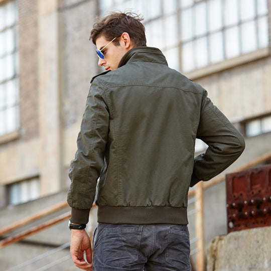 Herren leichter Canvas-Fieldblouson im Pilotenstil mit Schulterpatten und Multifunktions-Taschen Nord Taschen